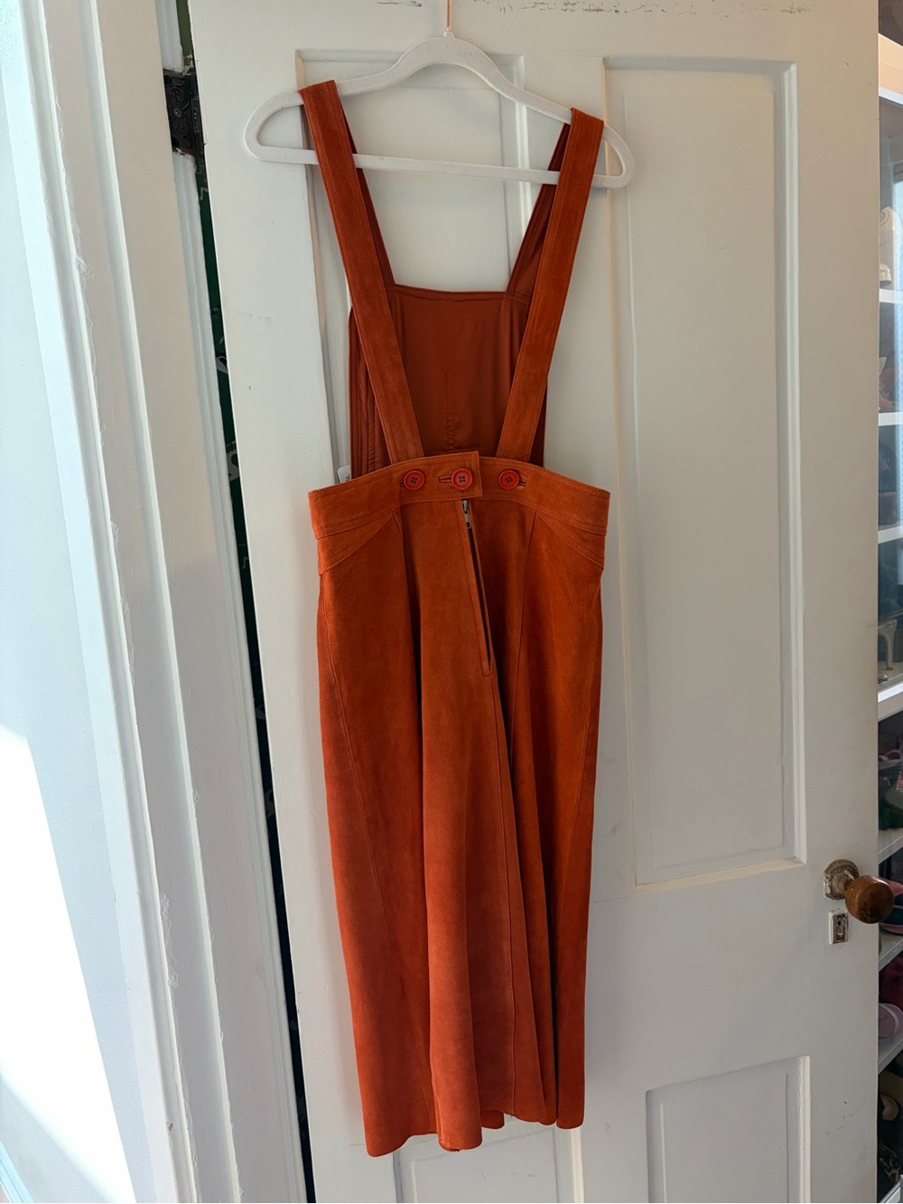 Free People Rust Orange Suede Pinafore Midi Dress - Picture 4 of 4